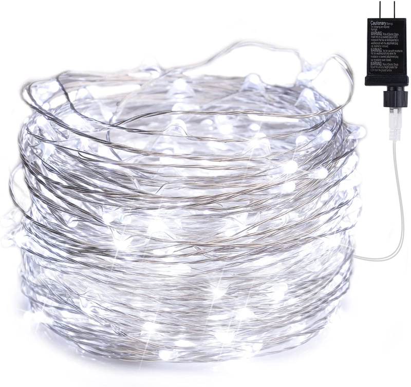 Fairy Lights Plug In, 70Ft 200 Led Waterproof Firefly Lights on Silver Wire UL Adaptor Included, Starry String Lights for Wedding Indoor Outdoor Christmas Patio Garden Decoration, White