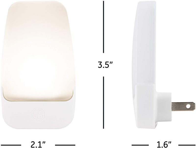 GE, 3000K, Home Office, LED Night Light, Plug-in, Dusk to Dawn Sensor, Warm White, UL-Certified, Energy Efficient, Ideal for Bedroom, Bathroom, Nursery, Hallway, Kitchen, 30966, 2 pack, 2 Count