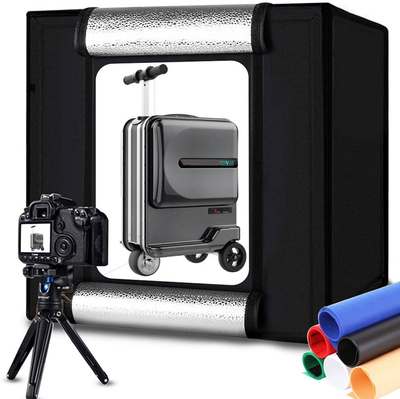 DUCLUS Mini Photo Studio Light Box,Photo Shooting Tent kit,Portable Folding Photography Light Tent kit with 40pcs LED Light + 6 Kinds Color Backgrounds for Small Size Products