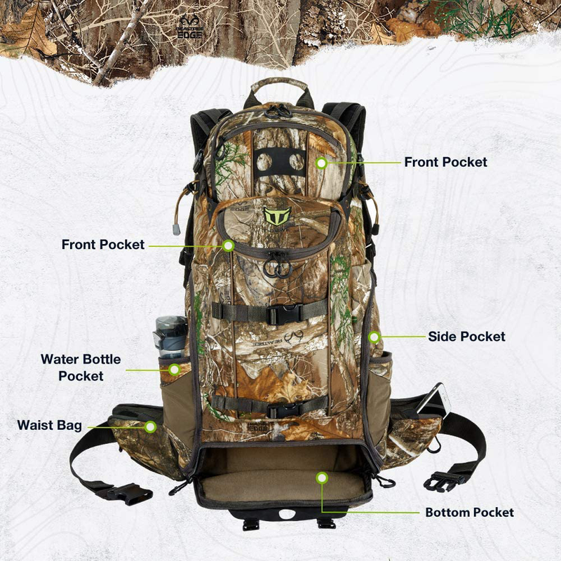 TIDEWE Hunting Pack 3400cu, Silent Frame Hunting Backpack for Bow/Rifle/Pistol