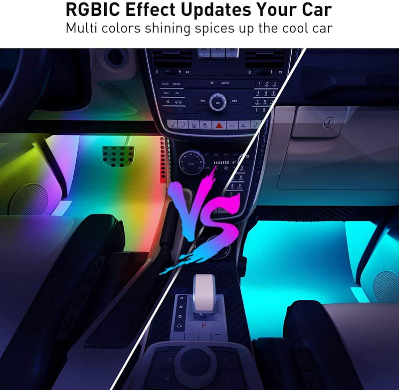 Govee RGBIC Interior Car Lights with Smart App Control, 2 Lines Design LED Car Lights, Music Sync Mode, DIY Mode, and Multiple Scene Options for Cars, Trucks, SUVs