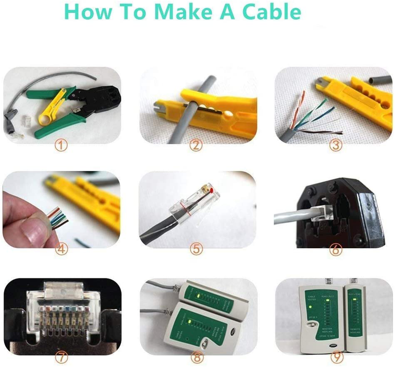 Gaobige Network Cable Repair Maintenance Tool Kit Set 11 in 1 Portable Phone Cable Crimper 8P8C 4P4C 6P6C Connectors RJ45 RJ11 Cat5 Cat6 Cable Tester
