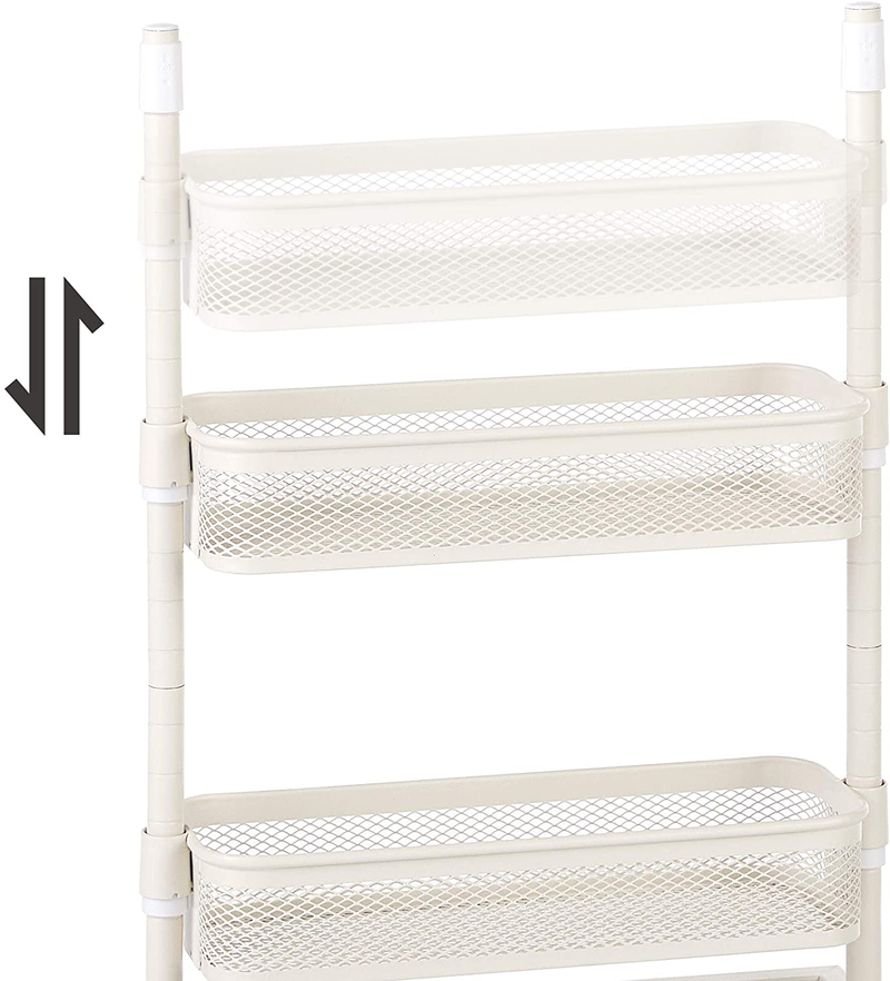 SONGMICS Slim Storage Cart, 4-Tier Slide-Out Trolley for Small Spaces, Bathroom and Kitchen, with Wire Baskets, Space Saving, Easy Assembly, White UBSC065W01