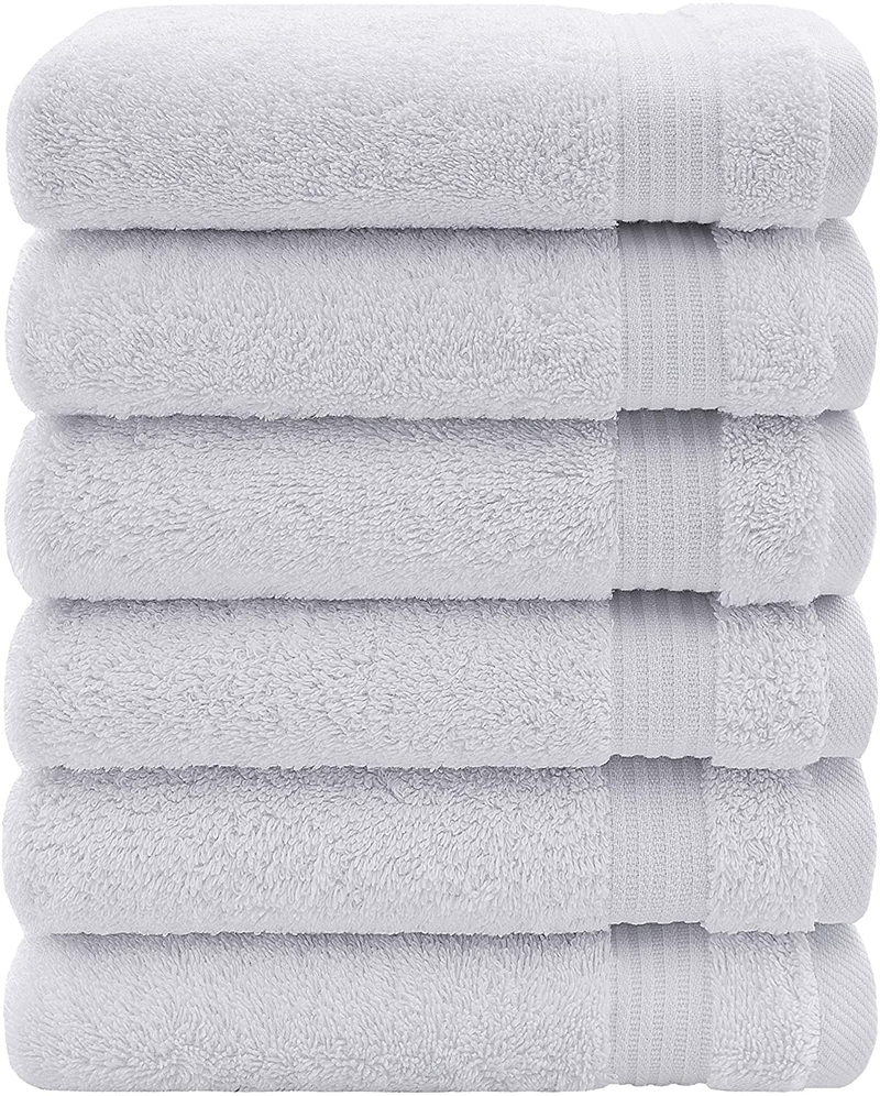 Hotel & Spa Quality, Absorbent & Soft Decorative Kitchen & Bathroom Sets, Turkish Cotton 6 Piece Towel Set, Includes 2 Bath Towels, 2 Hand Towels, 2 Washcloths - Snow White