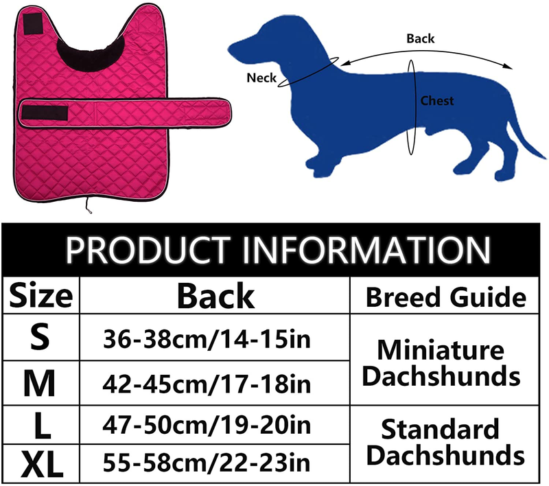Geyecete Warm Thermal Quilted Dachshund Coat, Dog Winter Coat with Warm Fleece Lining, Outdoor Dog Apparel with Adjustable Bands for Medium, Large Dog