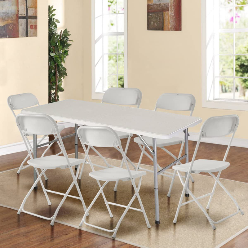 Reuniong Folding Table, 4-Foot Blow-Molding Folding Table for Furniture, Indoor Outdoor Utility Portable Picnic Party Dining Camp Table, Portable Plastic HDPE Folding Table, off White