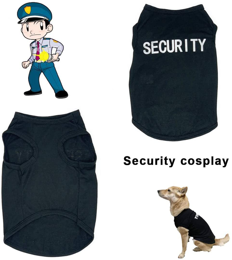 Dog Shirts Cosplay Apparel Security Dogs Costumes, Summer Clothes for Pet Cat Puppy, T-Shirt Vest Clothes for Dogs Boy Girl