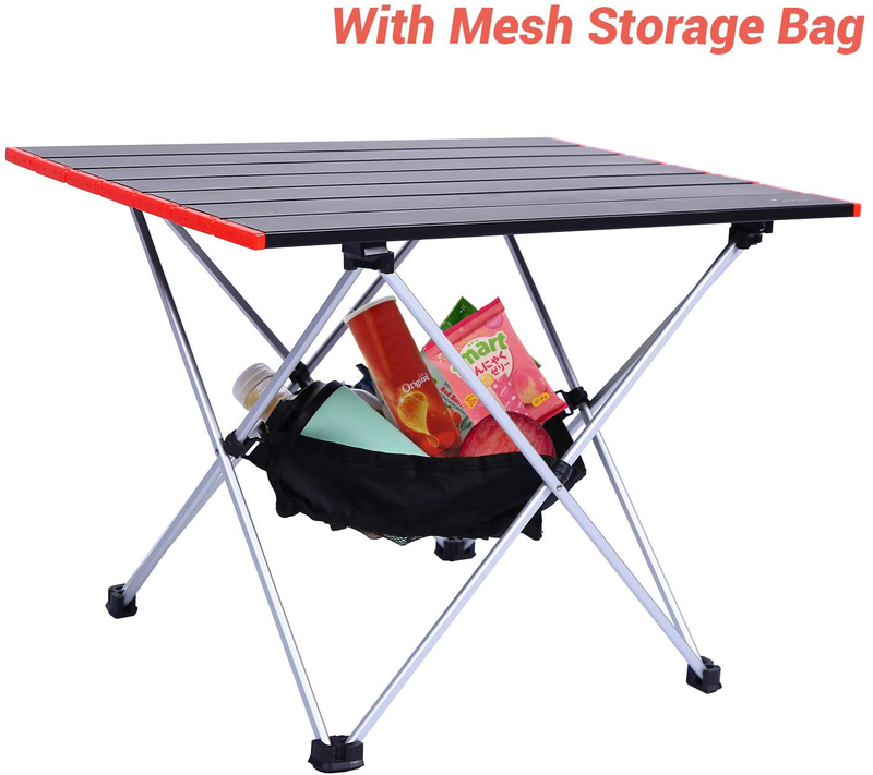 Sportneer Portable Camping Tables with Mesh Storage Bag, Ultralight Camp Folding Side Table, Aluminum Table Top Great for Camp, Picnic, Backpacks, Beach, Tailgate, Boat, S, M, L