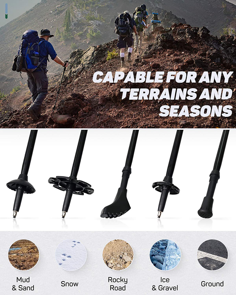 LARIBON Trekking Poles, Folding Trekking Poles, Adjustable Height Walking Sticks, Alumnium & Lightweight Hiking Poles, Cork Grip Handle