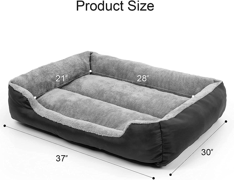 Dog Bed, Dog Bed for Medium Dogs, Washable Rectangular Pet Bed with Warm Breathable, Bottom with Soft Cotton and Coral Fleece