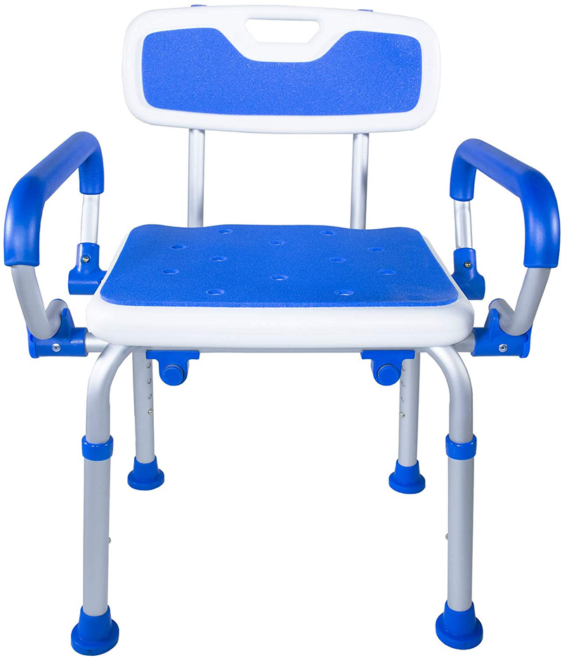 PCP Bathroom Bench Shower Chair Safety Seat, Adjustable Grip Traction, Portable Medical Senior Aid, Foam Padded