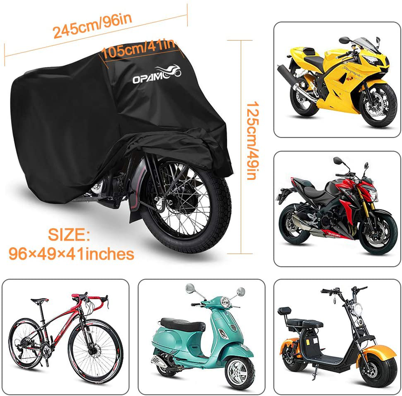 Motorcycle Scooter Cover Waterproof Outdoor - Large Medium XL 250cc 150cc 50cc Scooter Shelter for Harleys All Weather Motorbike Protection with Lock Holes Tear-proof Heavy-Duty