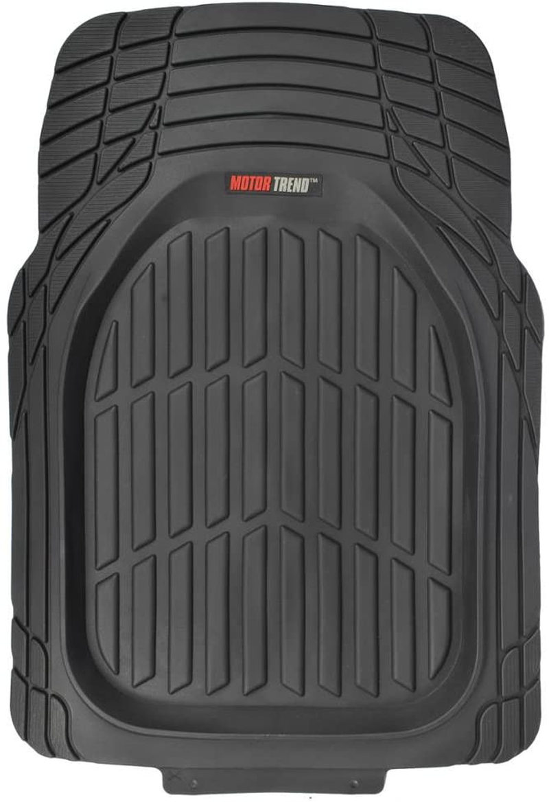 Motor Trend 923-BK Black FlexTough Contour Liners-Deep Dish Heavy Duty Rubber Floor Mats for Car SUV Truck & Van-All Weather Protection, Universal Trim to Fit