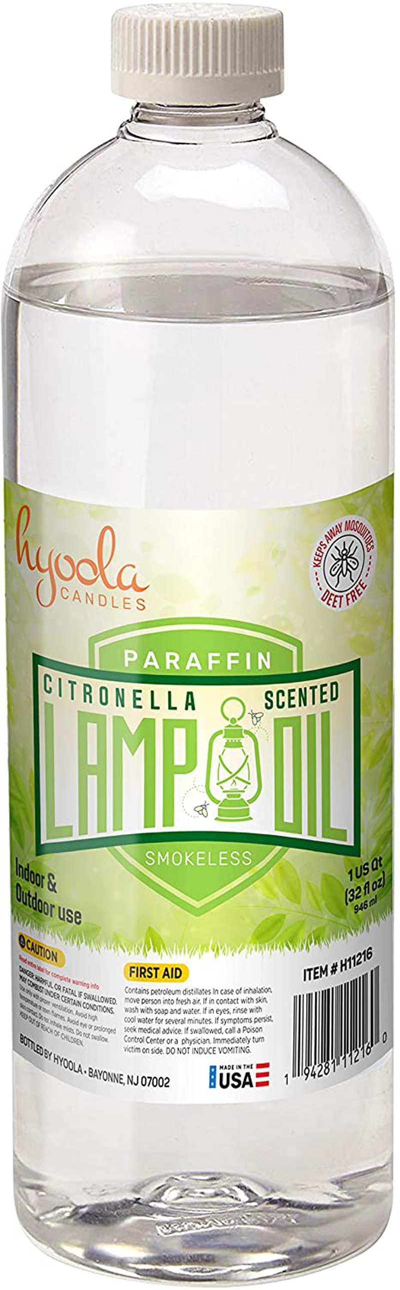 Citronella Lamp Oil, 1 Gallon - Smokeless Insect and Mosquito Repellent Scented Paraffin Fluid for Indoor and Outdoor Lamp, Lantern and Oil Candle Use - by Hyoola