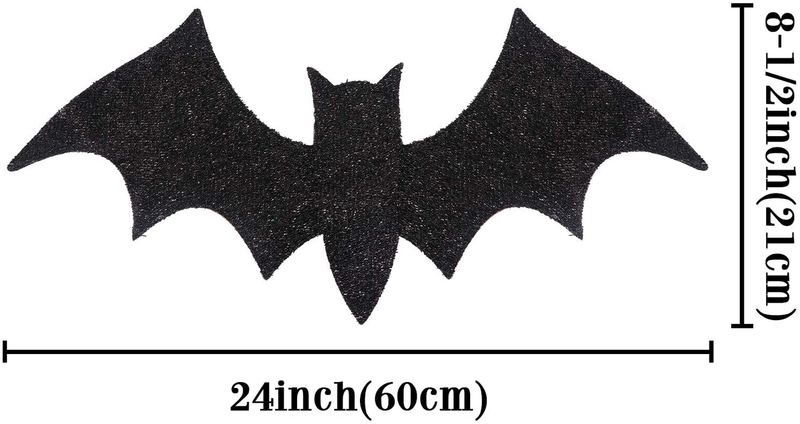 Ivenf Halloween Decorations, 24 inches 3D Glitter Scary Hanging Bat with Lights, Yard Porch Wall Party Decor Outdoor