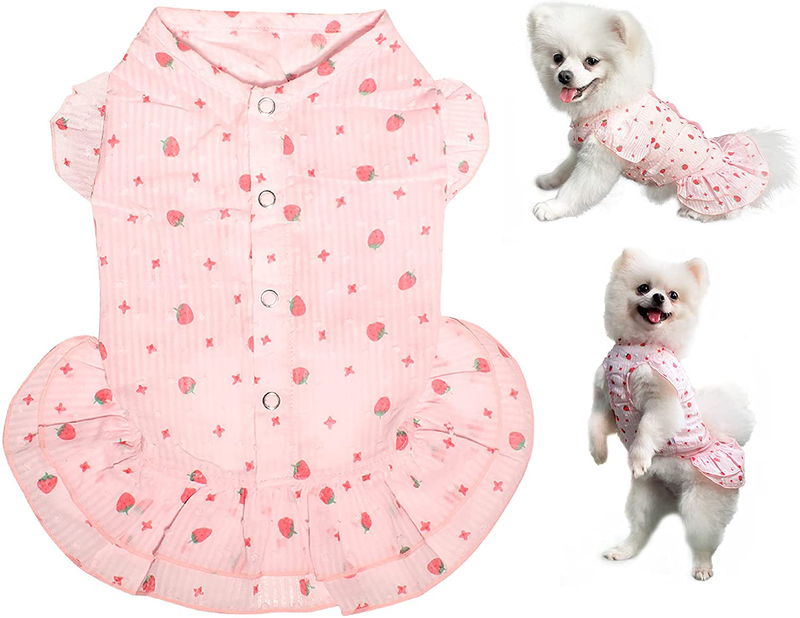 TONY HOBY Pet Dresses Dog Dresses Made of Pure Cotton with Green Dot for Small Medium Large Dog
