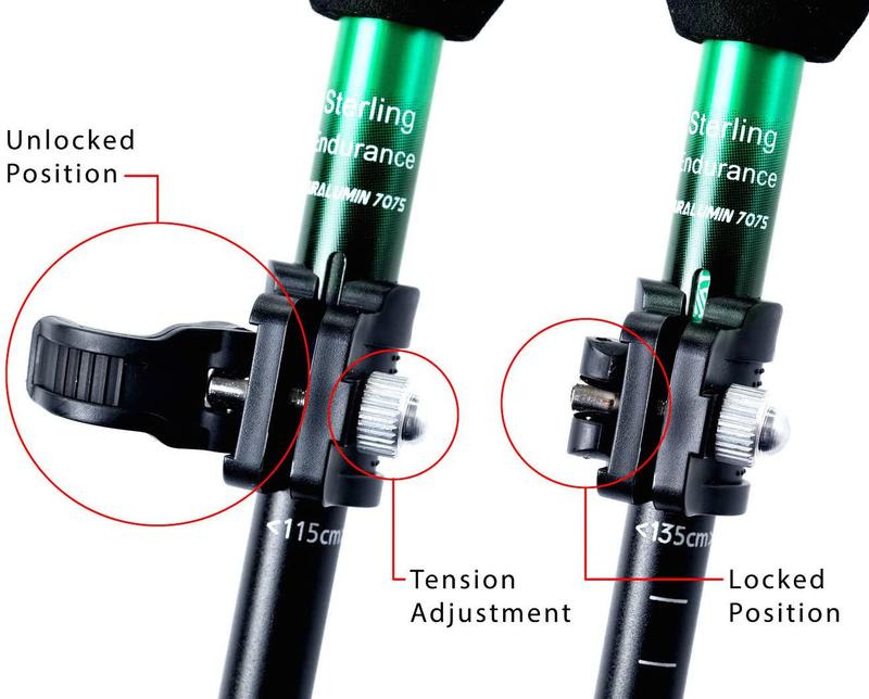 Sterling Endurance Short Person’S Trekking Poles/Collapsible to 13 1/2" / Hiking Poles/Walking Sticks (Buy 1 Pole or 2 Poles)