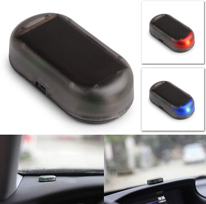 Paddsun 2pcs Solar Powered Car Alarm System,Vehicle LED Light Anti-Theft Flash Blinking Lamp,LED Flashing Security Light, Blue+Red