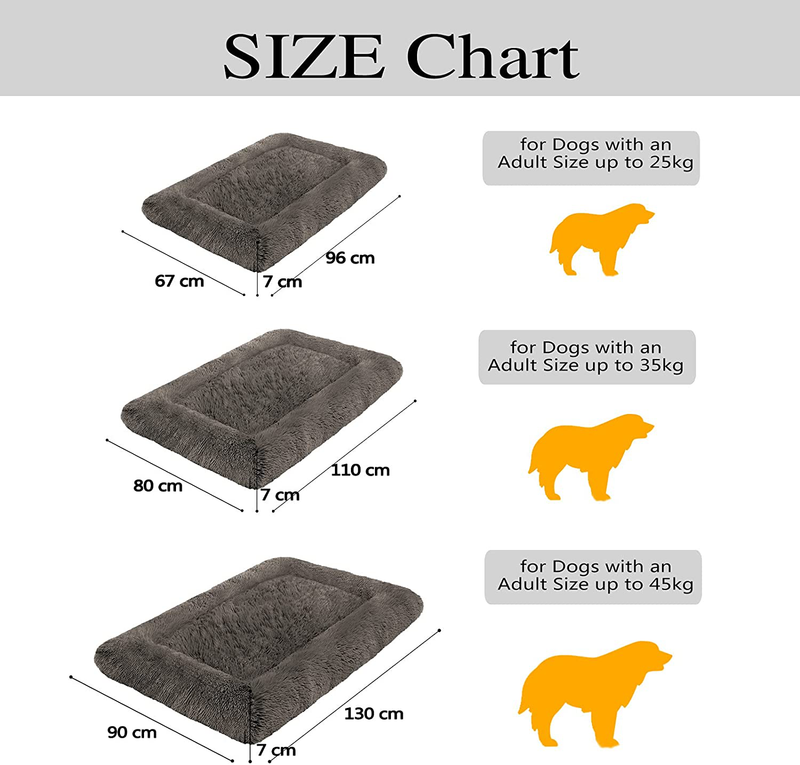 FAREYY Dog Beds Calming Pet Beds, Fulffy Dog Kennel Mat Pad Faux Fur Machine Washable Anti-Slip Comfy Dog Beds for Large Medium Dogs and Cats