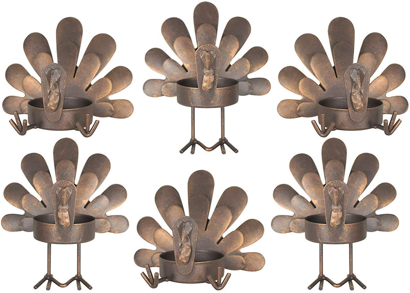 Set of 6 Turkey Tea Light Candleholders