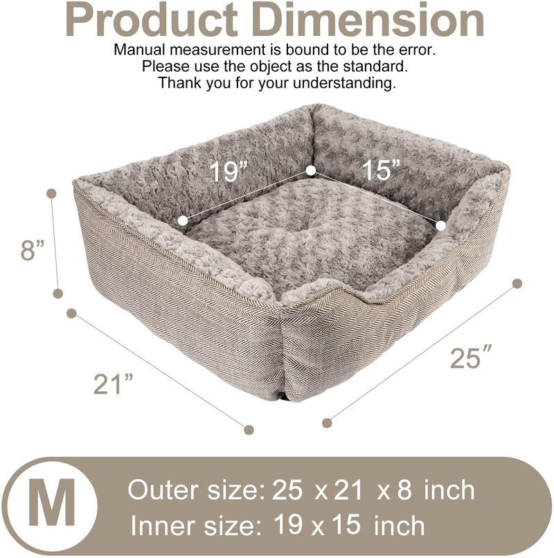 FURTIME Durable Dog Bed for Large Medium Small Dogs Soft Washable Pet Bed Breathable Rectangle Sleeping Bed Anti-Slip Bottom