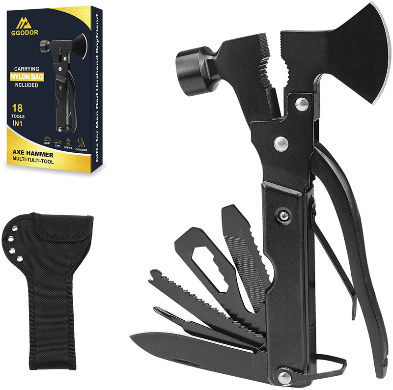 GGODOR Multitool Camping Gear Accessories 18 in 1 Survival Emergency Hammer Survival Gear with Knife Axe Hammer Hunting Gifts for Men Women 1Pcs