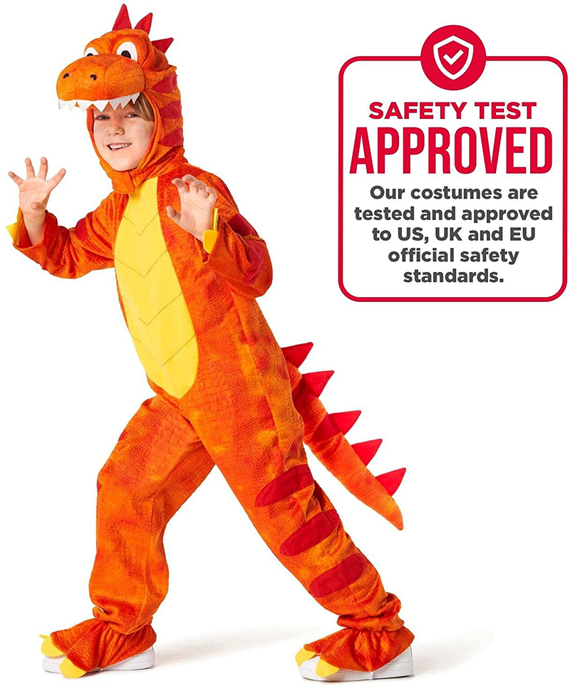 Morph Costumes Orange T-REX Kids Dinosaur Costume Boys And Girls Halloween Costume Available In Sizes T2 S M