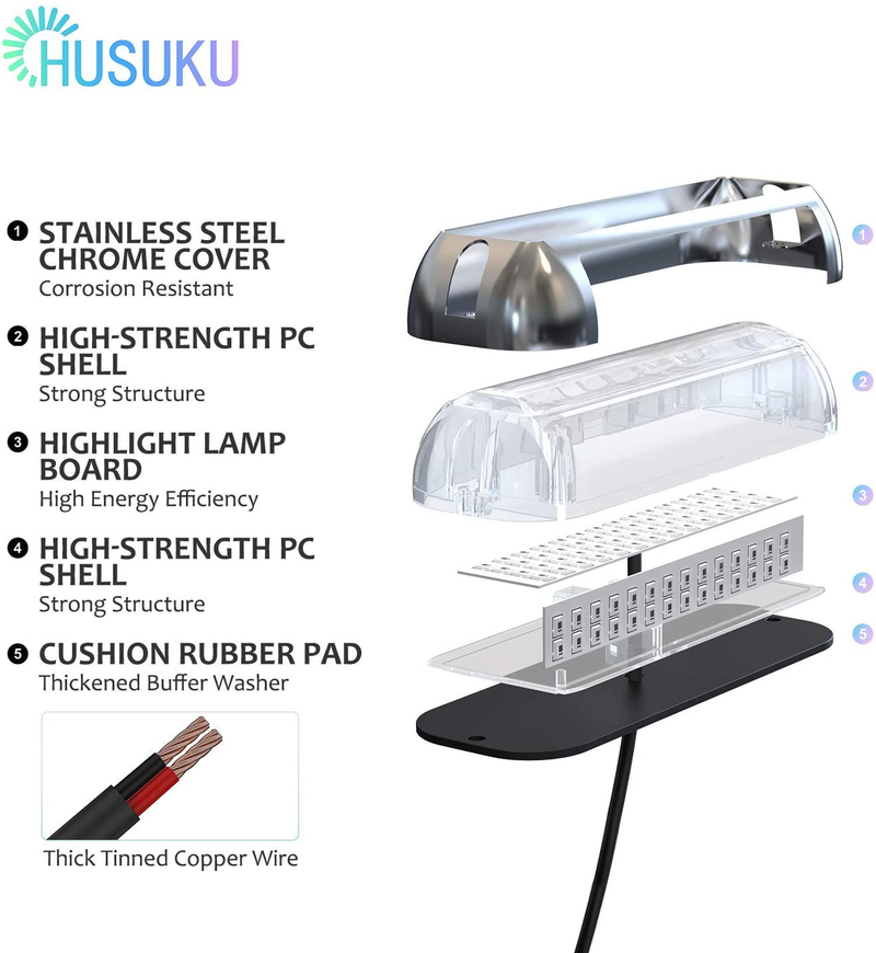HUSUKU SOOP3 Plus 84LED 180° Unique Design Waterproof Stainless Steel High Light Underwater Boat Lights
