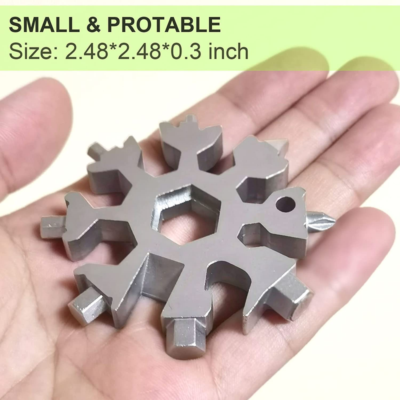 Stocking Stuffers for Men Snowflake Multitool 2PCS 18 in 1 Stainless Steel Snowflake Multi Tool Gadgets for Outdoor Travel Camping Daily Gifts for Men Dad