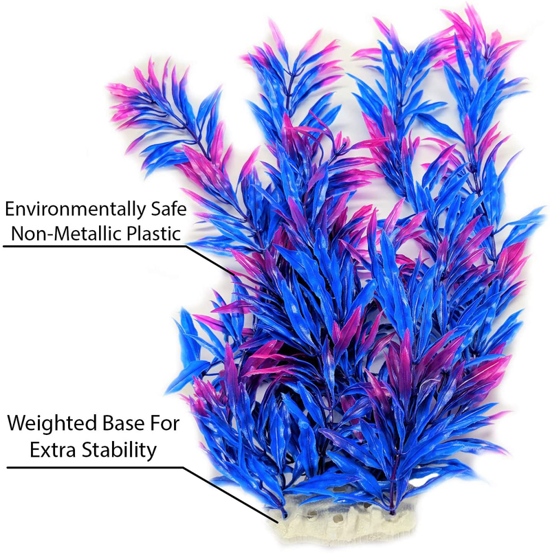 Otterly Pets Plastic Plants for Fish Tank Decorations Large Artificial Aquarium Decor and Accessories - 8-Pack