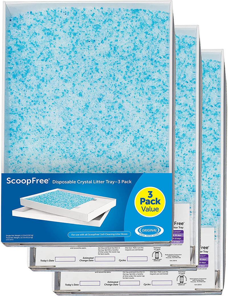 PetSafe ScoopFree Cat Litter Crystal Tray Refills for ScoopFree Self-Cleaning Cat Litter Boxes - 3-Pack - Non-Clumping, Less Mess, Odor Control - Available in Original Blue, Lavender, or Sensitive