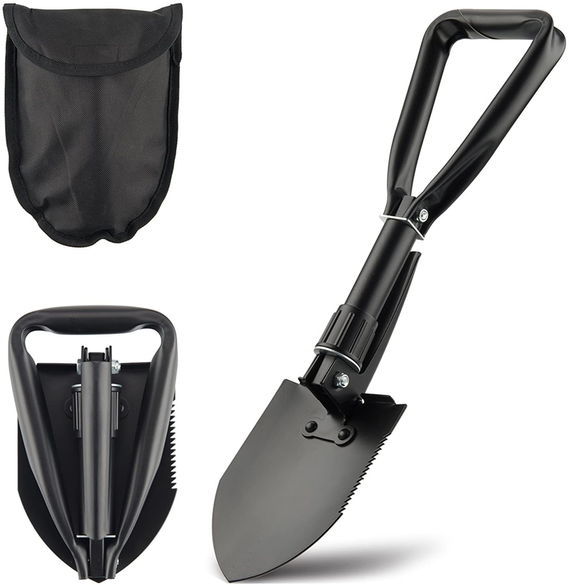 CO-Z Mini Folding Shovel High Carbon Steel, Portable Lightweight Outdoor Tactical Survival Foldable Mini Shovel, Entrenching Tool, Camping, Hiking, Digging, Backpacking, Car Emergency