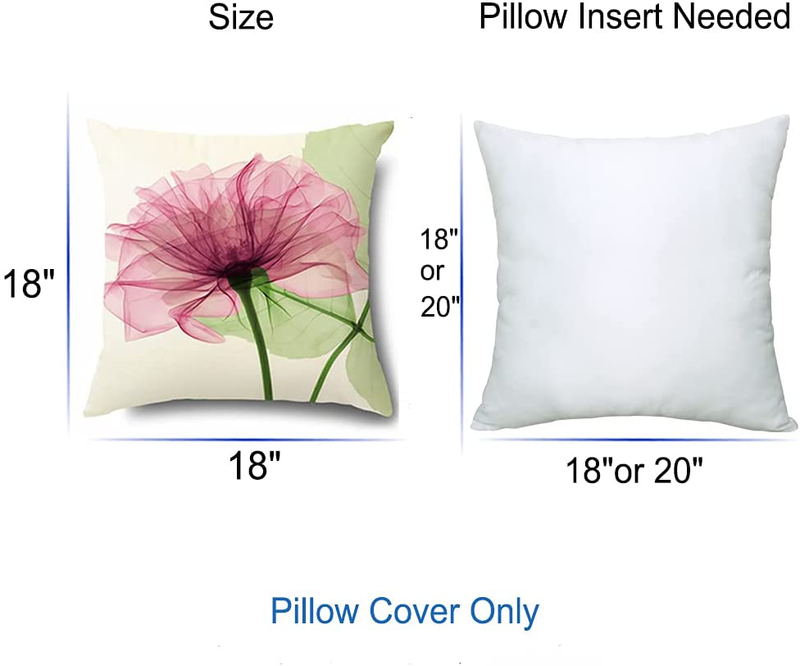 Coeufuedy Set of 4 Decorative Velvet Throw Pillow Covers Spring Pillow Cover Soft Square Pillow Case Cushion Cover for Couch Sofa Bed Chair 18X18 Inch (Flowers)