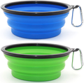 SLSON Collapsible Dog Bowl, 2 Pack Collapsible Dog Water Bowls for Cats Dogs, Portable Pet Feeding Watering Dish for Walking Parking Traveling with 2 Carabiners