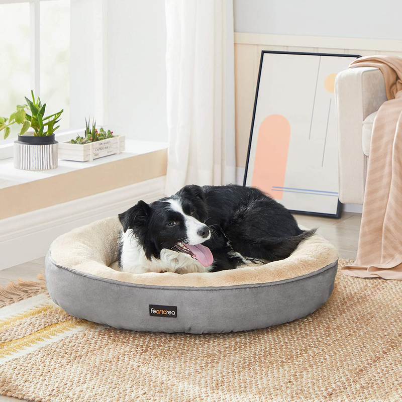 FEANDREA Dog Bed, Donut Cat Bed, Washable Pet Sofa, Anti-Slip, Round