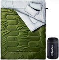Ohuhu Double Thickened Sleeping Bag with 2 Pillows, Cold Weather Waterproof Lightweight 2 Person Sleeping Bag for Adults, Teens, Truck, Tent, Sleeping Pad, Camping, Backpacking, Hiking