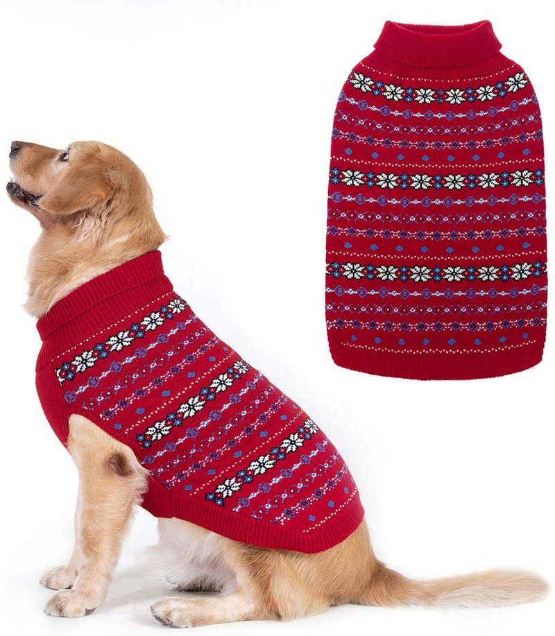 Classic Snowflake Dog Sweater - Soft Thickening Dog Cat Warm Coat Apparel, Winter Knitwear Pet Clothes for Cold Weather