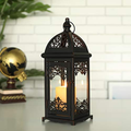 JHY DESIGN Decorative Candle Lantern 15''High Metal Candle Lanterns Vintage Style Hanging Lantern for Indoor Outdoor Events Parities Weddings(White Color)