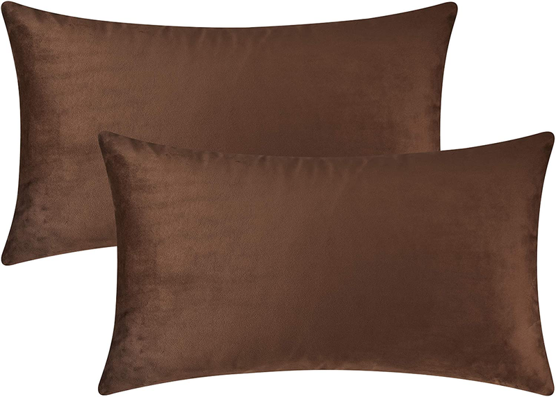 Mixhug Decorative Throw Pillow Covers, Velvet Cushion Covers, Solid Throw Pillow Cases for Couch and Bed Pillows, Burnt Orange, 20 x 20 Inches, Set of 2