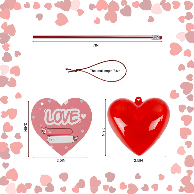 Juegoal 28 Pack Valentines Party Favors Set for Kids, Hearts Filled Bendy Pencils with Valentines Cards, Pencil Eraser for School Class Valentines Gifts Boys Girls Exchange Supplies Bulk Game Prizes
