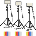 Led Video Lighting Kit Dimmable 5600K USB 70 LED Video Light with Mini Adjustable Tripod Stand and Color Filters for Table Top/Low Angle Photo Video Studio Shooting (3 Pack)