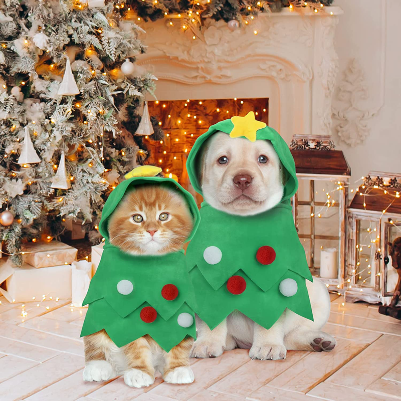 Joogee Christmas Day Dog Costume, Merry Christmas Tree Costumes Cat Holiday Outfit Pet Clothes Pet Apparel Green Large