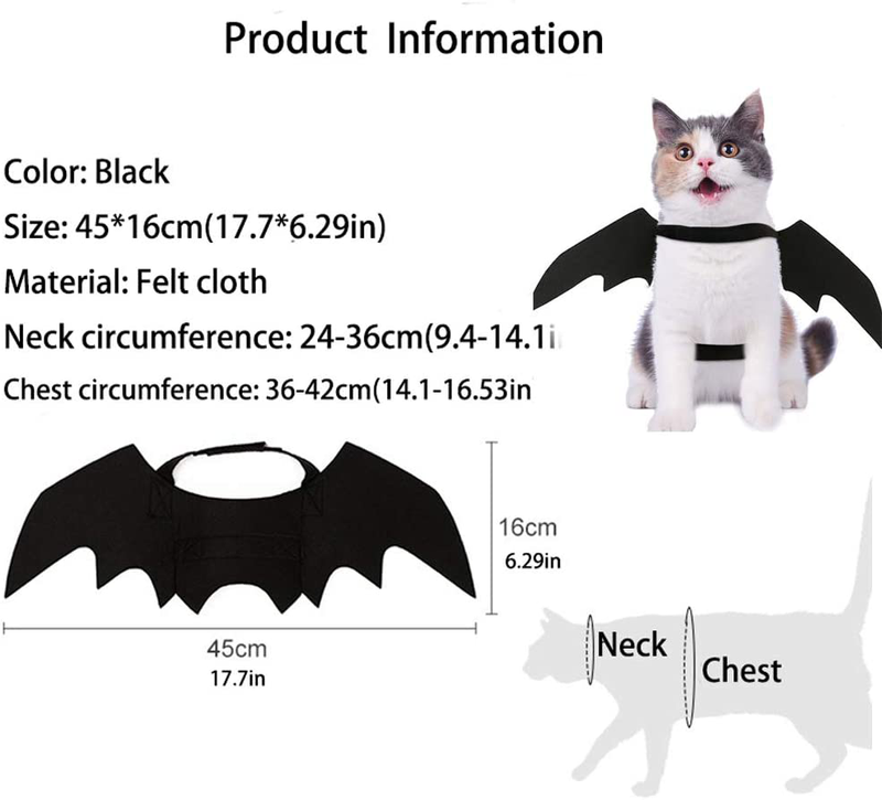 Pet Cat Bat Wings for Halloween Party Decoration, Puppy Collar Leads Cosplay Bat Costume,Cute Puppy Cat Dress up Accessories