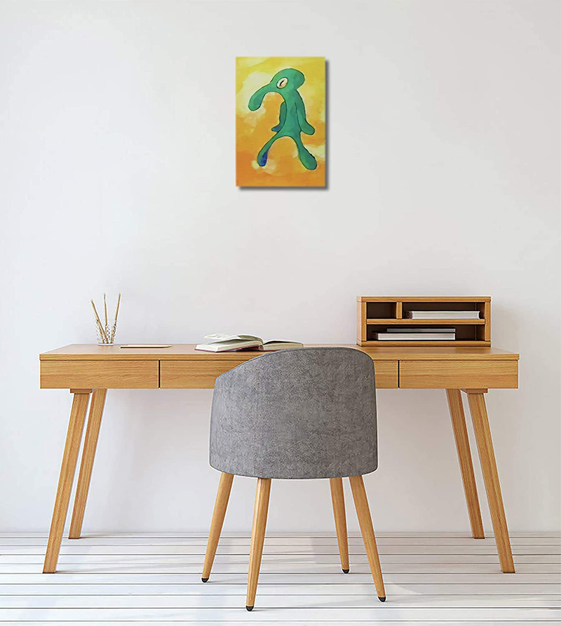 Classic Bold and Brash Painting Squidward Poster, Canvas Wall Art Print Home Bathroom Decor Framed Bedroom Office Living Room Small 12x16 Inches