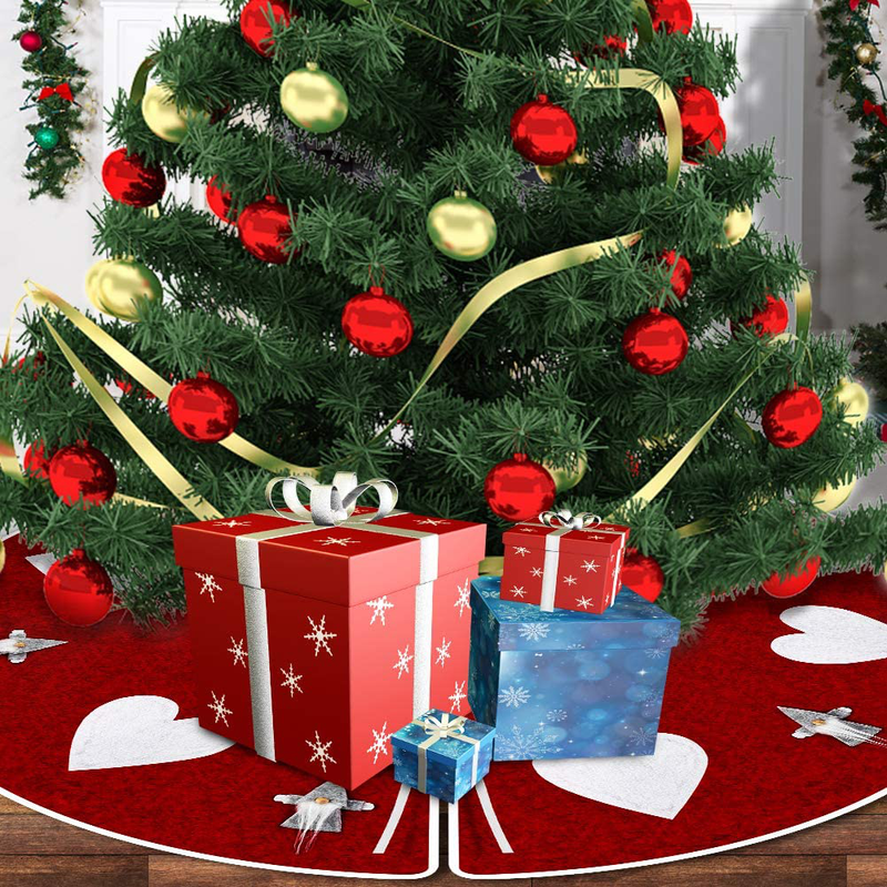 POPLAY Christmas Tree Skirt 40 inches Handmade Swedish Gnome Pattern for Holiday Decoations Xmas Tree Home Decor