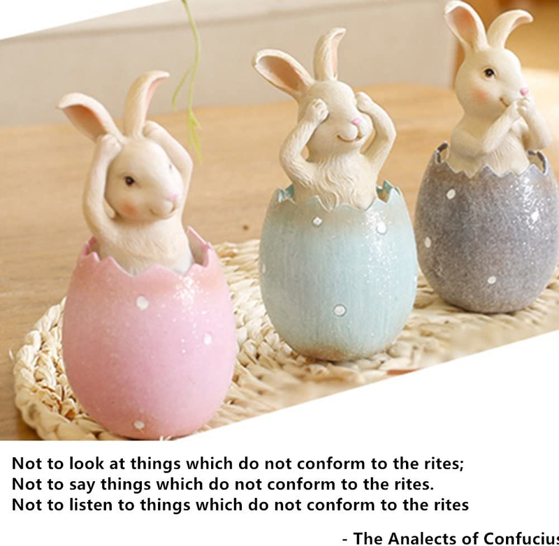 Minedecor Resin Bunny Decorations Spring Easter Decors Figurines Tabletopper Accessories for Party Home Holiday (3 Rabbits)