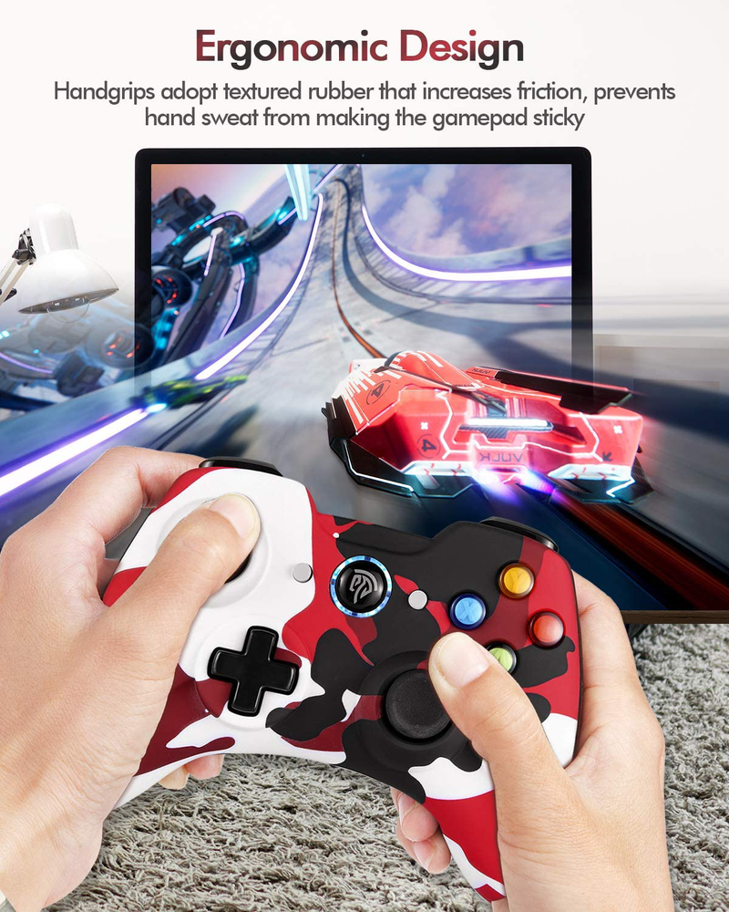 EasySMX Wireless 2.4g Gaming Controller Support for PC (Windows XP/7/8/8.1/10) and PS3, Android, Vista, TV Box Portable Gaming Joystick Gamepad-Red