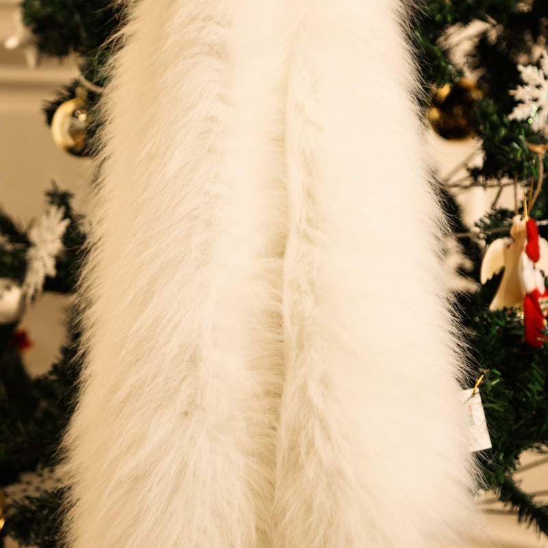 Tatuo White Faux Fur Christmas Tree Skirt Snow Tree Skirts for Christmas Holiday Decorations (80 cm)