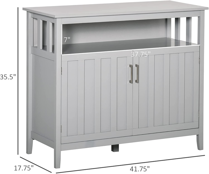 HOMCOM Sideboard Buffet Server Table with 2 Doors, Kitchen Storage Cabinet with Adjustable Shelves for Kitchen, Grey