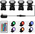 Pond Light 36 LED 100% Waterproof Underwater Submersible Lights, 4 Pack Multi-Color & Adjustable & Dimmable Aquarium Light with Remote Control, Landscape Lamp for Fish Tank Swimming Pool Fountain